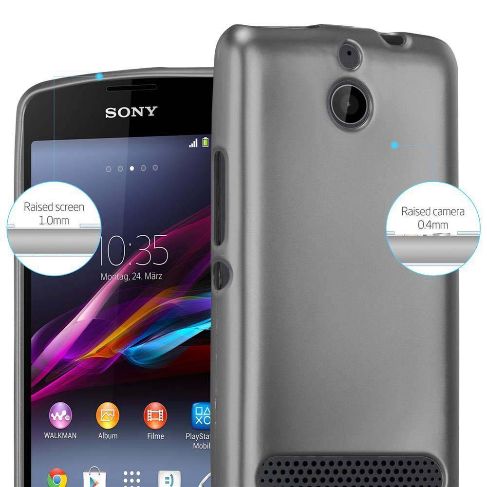 Cadorabo Schutzhülle für Sony Xperia E1 Hülle in Grau Handyhülle TPU Silikon Etui Cover Case