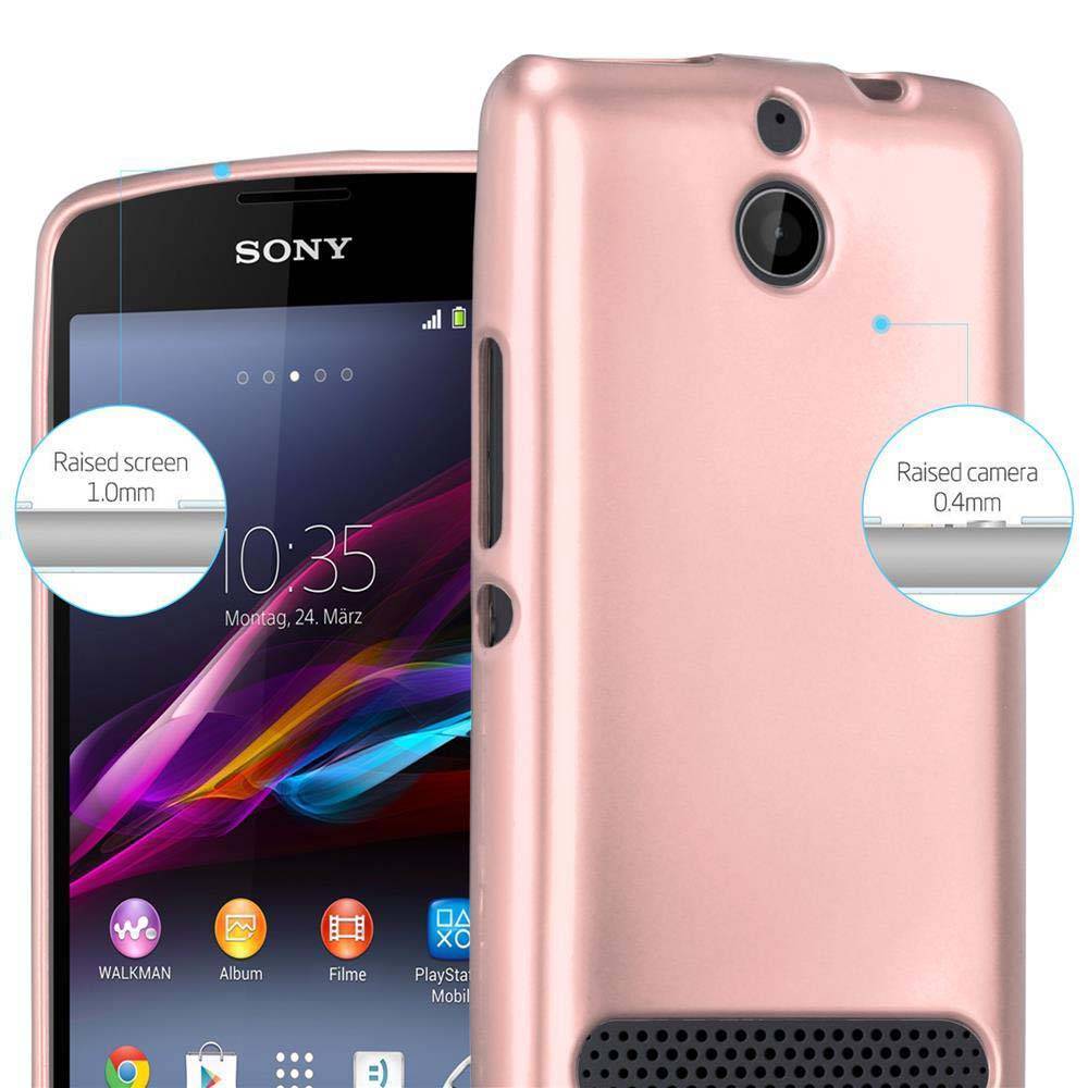 Cadorabo Schutzhülle für Sony Xperia E1 Hülle in Rosa Handyhülle TPU Silikon Etui Cover Case