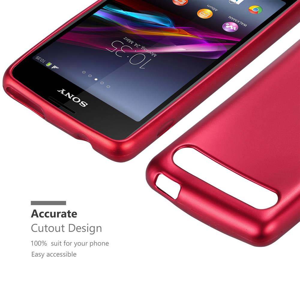 Cadorabo Schutzhülle für Sony Xperia E1 Hülle in Rot Handyhülle TPU Silikon Etui Cover Case