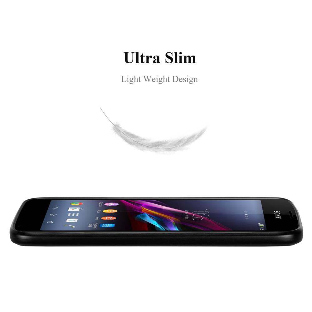Cadorabo Schutzhülle für Sony Xperia E1 Hülle in Schwarz Handyhülle TPU Silikon Etui Cover Case