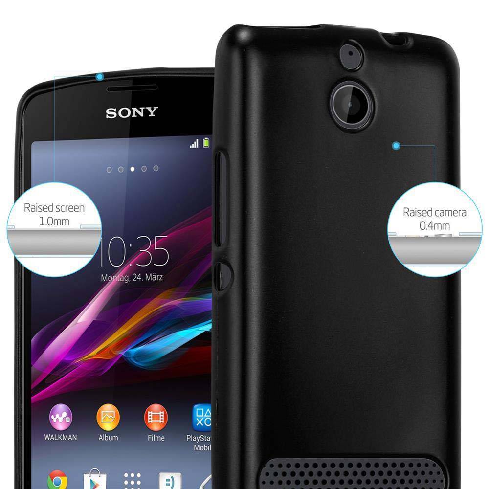 Cadorabo Schutzhülle für Sony Xperia E1 Hülle in Schwarz Handyhülle TPU Silikon Etui Cover Case