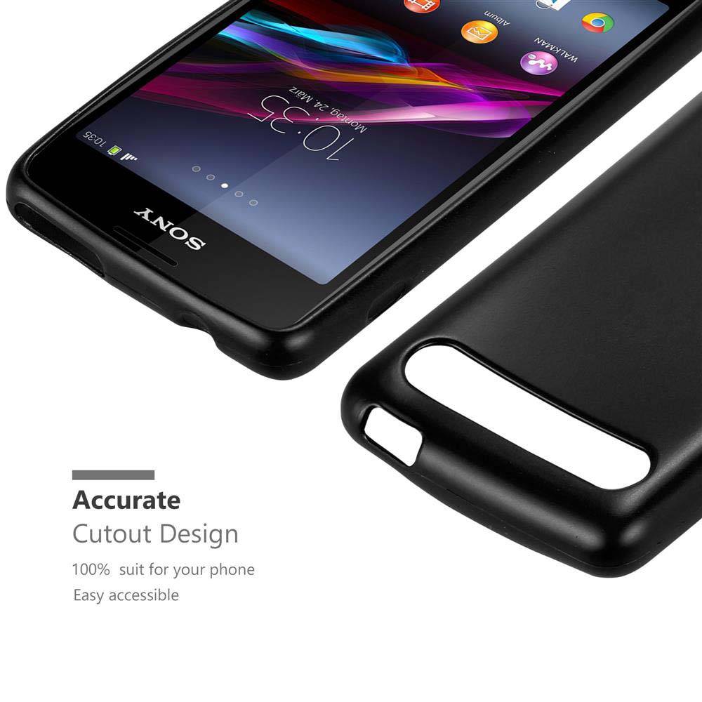 Cadorabo Schutzhülle für Sony Xperia E1 Hülle in Schwarz Handyhülle TPU Silikon Etui Cover Case