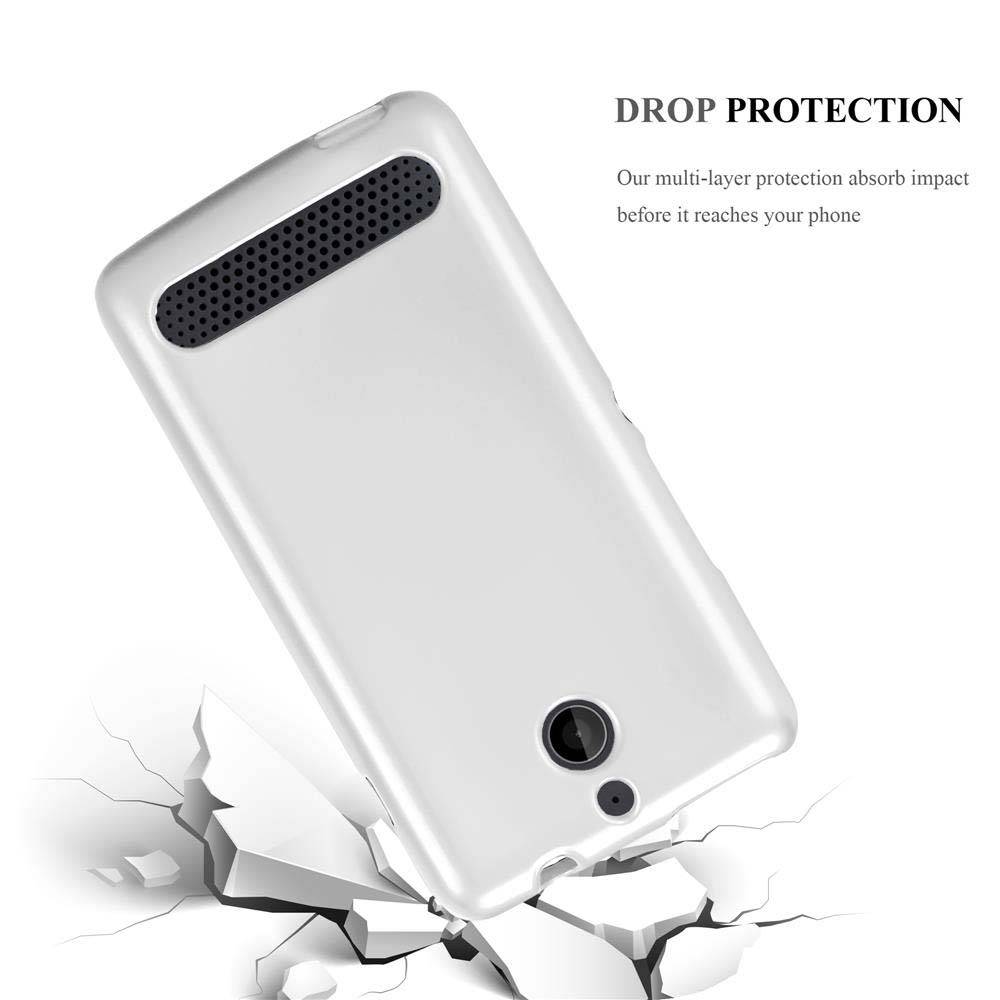 Cadorabo Schutzhülle für Sony Xperia E1 Hülle in Silber Handyhülle TPU Silikon Etui Cover Case