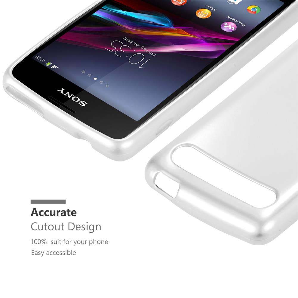 Cadorabo Schutzhülle für Sony Xperia E1 Hülle in Silber Handyhülle TPU Silikon Etui Cover Case