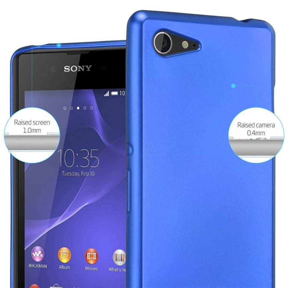 Cadorabo Schutzhülle für Sony Xperia E3 Hülle in Blau Handyhülle TPU Silikon Etui Cover Case