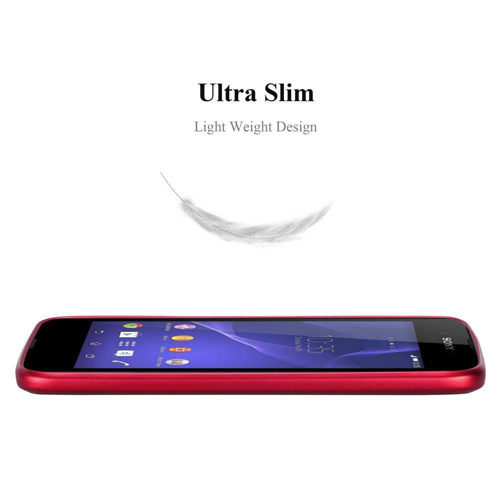 Cadorabo Schutzhülle für Sony Xperia E3 Hülle in Rot Handyhülle TPU Silikon Etui Cover Case