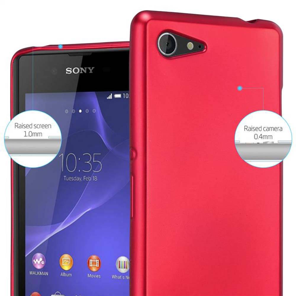 Cadorabo Schutzhülle für Sony Xperia E3 Hülle in Rot Handyhülle TPU Silikon Etui Cover Case