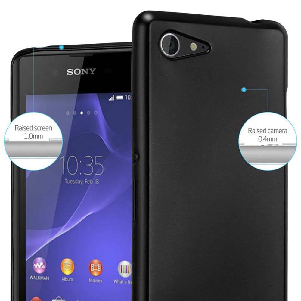 Cadorabo Schutzhülle für Sony Xperia E3 Hülle in Schwarz Handyhülle TPU Silikon Etui Cover Case