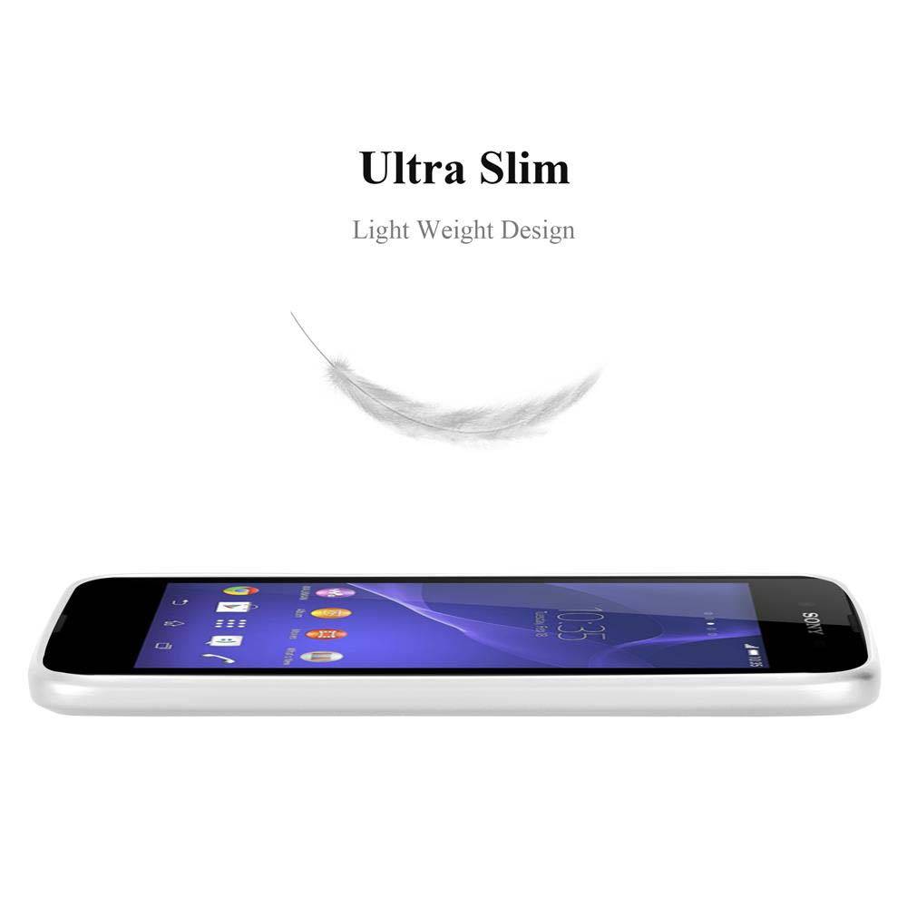 Cadorabo Schutzhülle für Sony Xperia E3 Hülle in Silber Handyhülle TPU Silikon Etui Cover Case