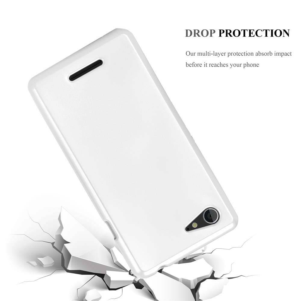 Cadorabo Schutzhülle für Sony Xperia E3 Hülle in Silber Handyhülle TPU Silikon Etui Cover Case