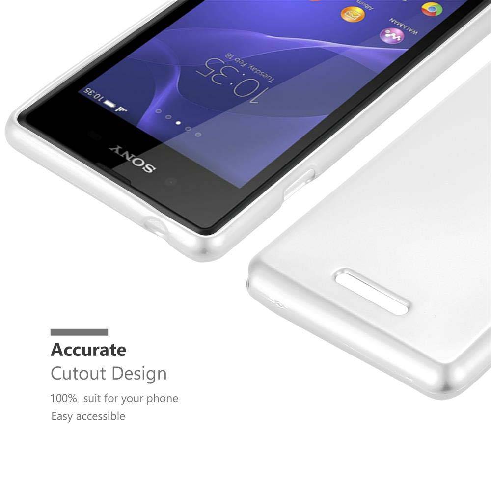 Cadorabo Schutzhülle für Sony Xperia E3 Hülle in Silber Handyhülle TPU Silikon Etui Cover Case