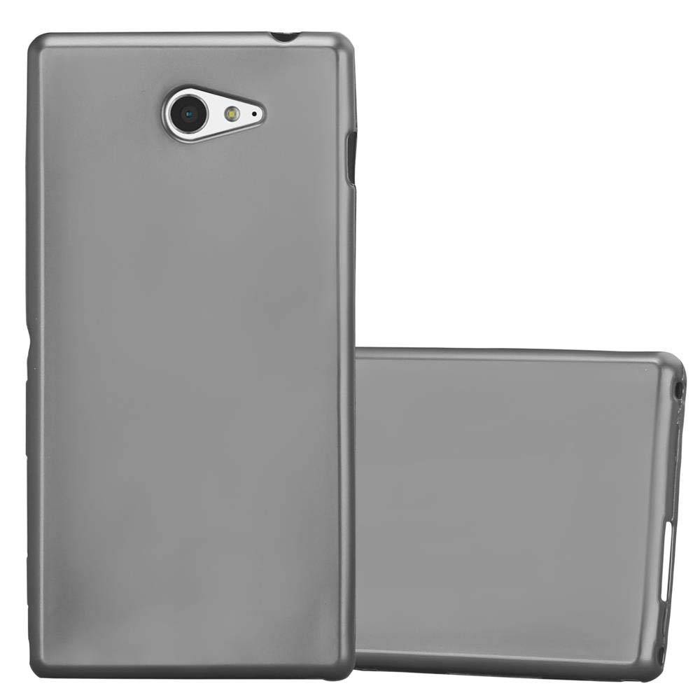 Cadorabo Schutzhülle für Sony Xperia M2 / M2 AQUA Hülle in Grau Handyhülle TPU Silikon Etui Cover Case