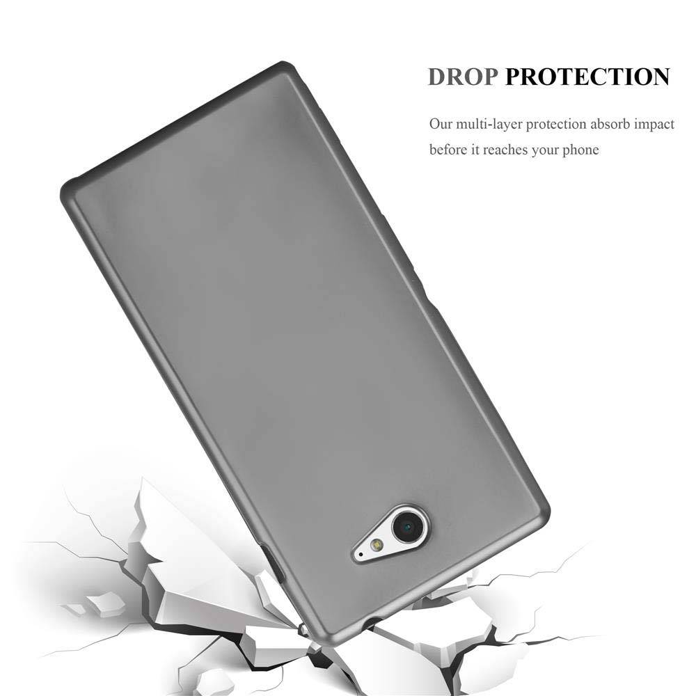 Cadorabo Schutzhülle für Sony Xperia M2 / M2 AQUA Hülle in Grau Handyhülle TPU Silikon Etui Cover Case