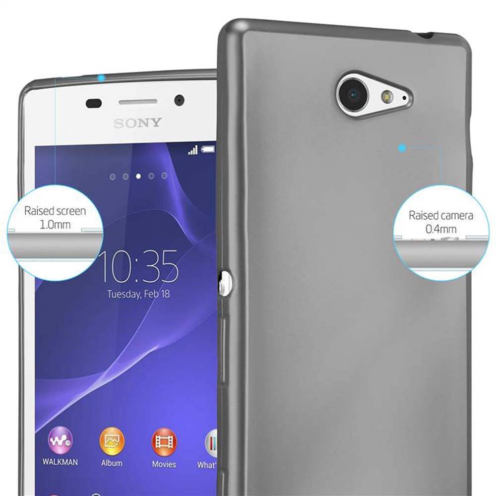 Cadorabo Schutzhülle für Sony Xperia M2 / M2 AQUA Hülle in Grau Handyhülle TPU Silikon Etui Cover Case