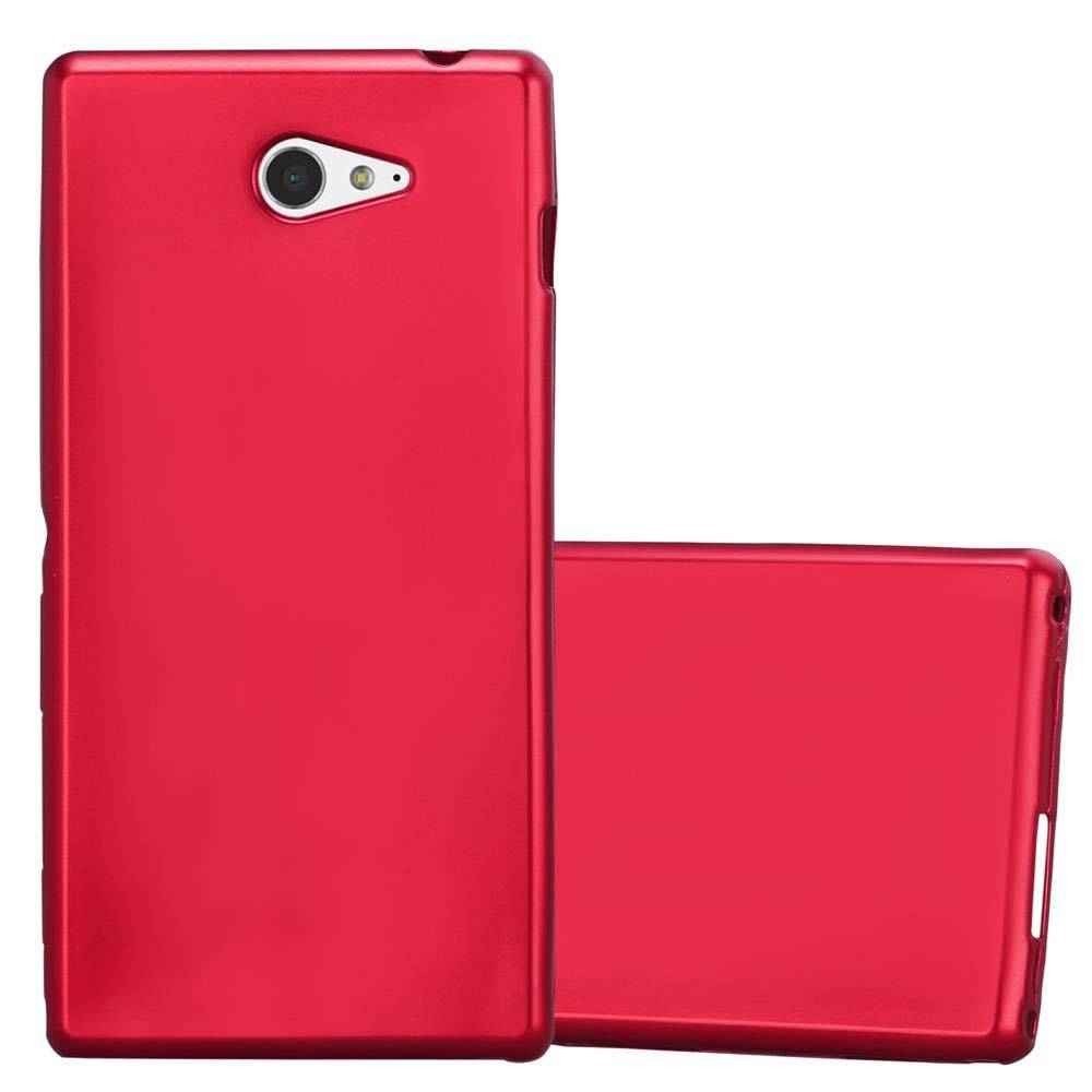 Cadorabo Schutzhülle für Sony Xperia M2 / M2 AQUA Hülle in Rot Handyhülle TPU Silikon Etui Cover Case