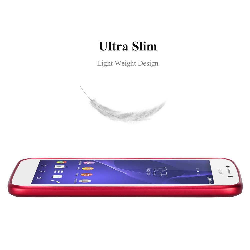 Cadorabo Schutzhülle für Sony Xperia M2 / M2 AQUA Hülle in Rot Handyhülle TPU Silikon Etui Cover Case
