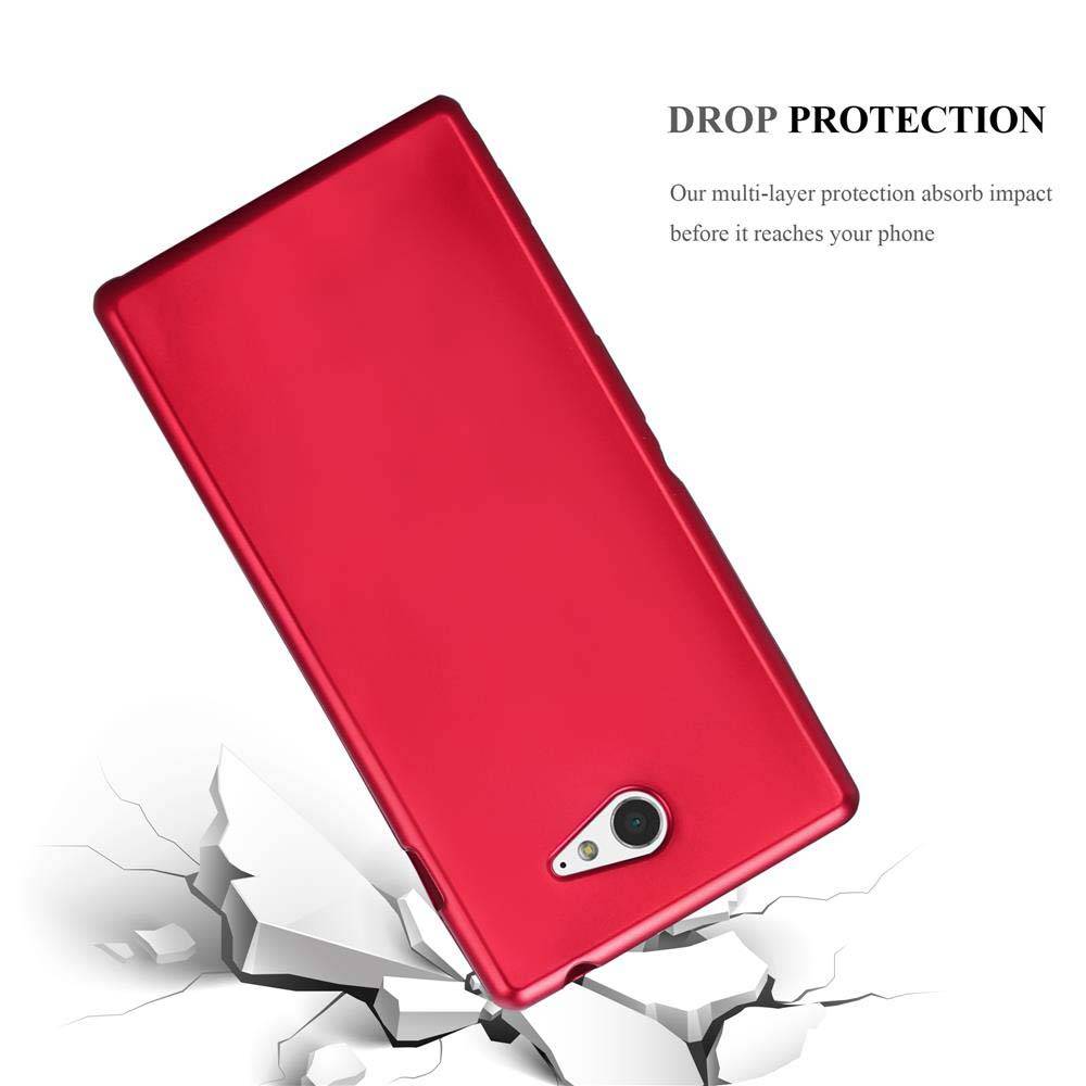 Cadorabo Schutzhülle für Sony Xperia M2 / M2 AQUA Hülle in Rot Handyhülle TPU Silikon Etui Cover Case