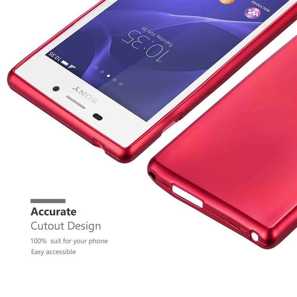Cadorabo Schutzhülle für Sony Xperia M2 / M2 AQUA Hülle in Rot Handyhülle TPU Silikon Etui Cover Case