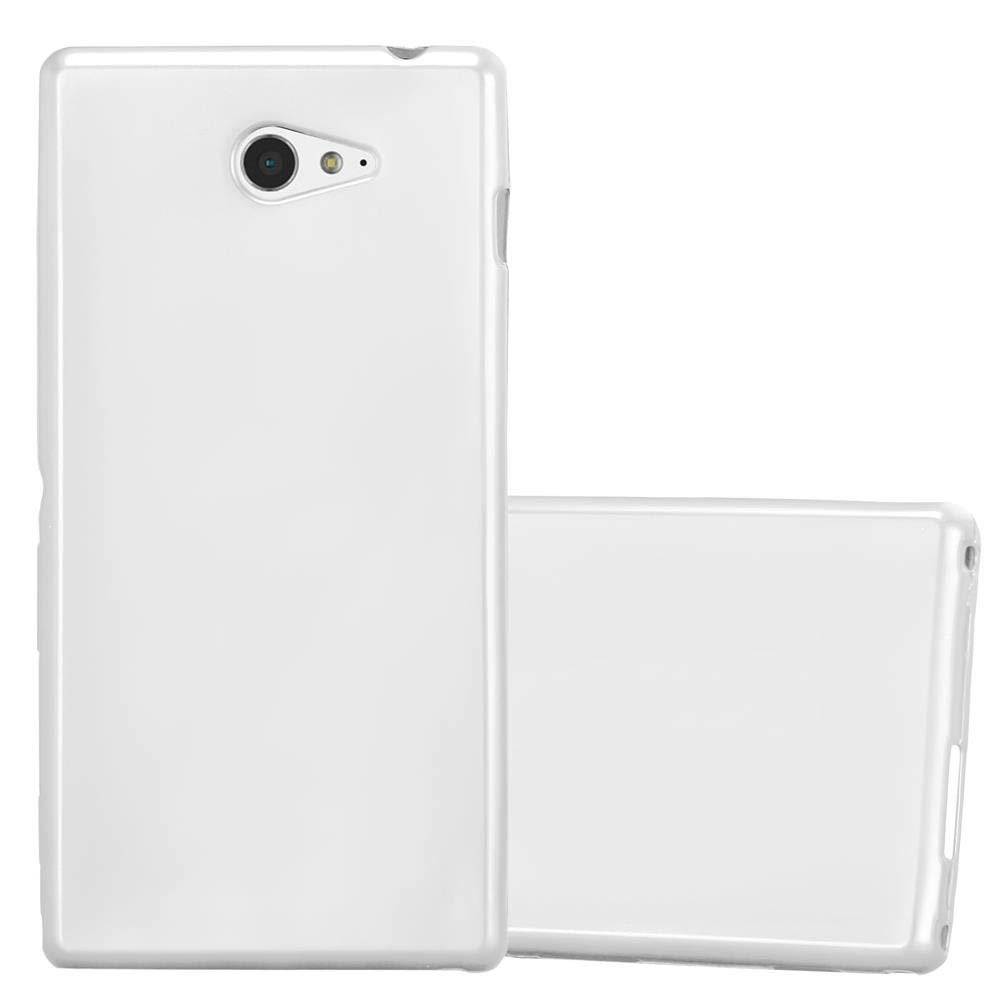 Cadorabo Hülle für Sony Xperia M2 / M2 Aqua Hülle in METALLIC SILBER - Handyhülle aus TPU Silikon - Silikonhülle Schutzhülle Ultra Slim Soft Bac