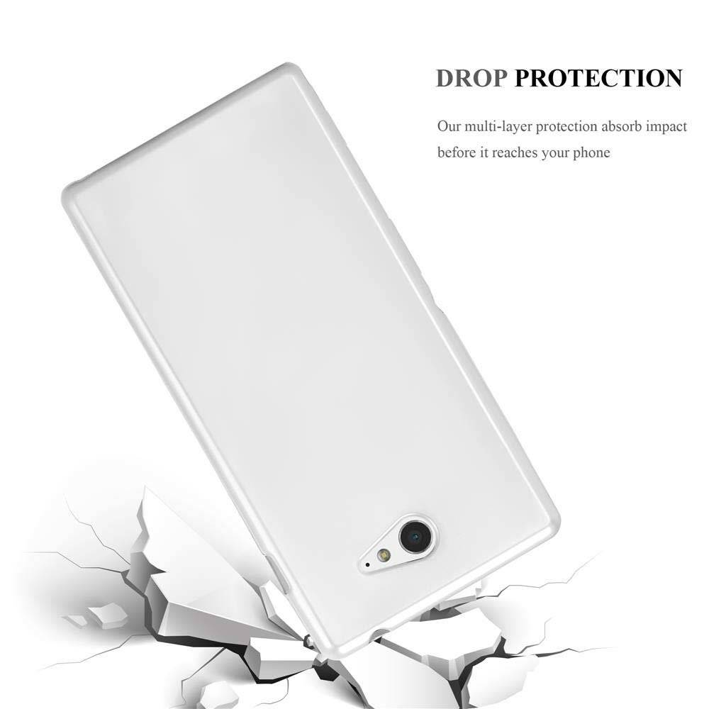 Cadorabo Hülle für Sony Xperia M2 / M2 Aqua Hülle in METALLIC SILBER - Handyhülle aus TPU Silikon - Silikonhülle Schutzhülle Ultra Slim Soft Bac