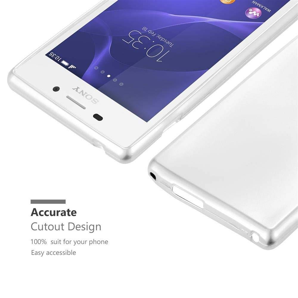Cadorabo Hülle für Sony Xperia M2 / M2 Aqua Hülle in METALLIC SILBER - Handyhülle aus TPU Silikon - Silikonhülle Schutzhülle Ultra Slim Soft Bac