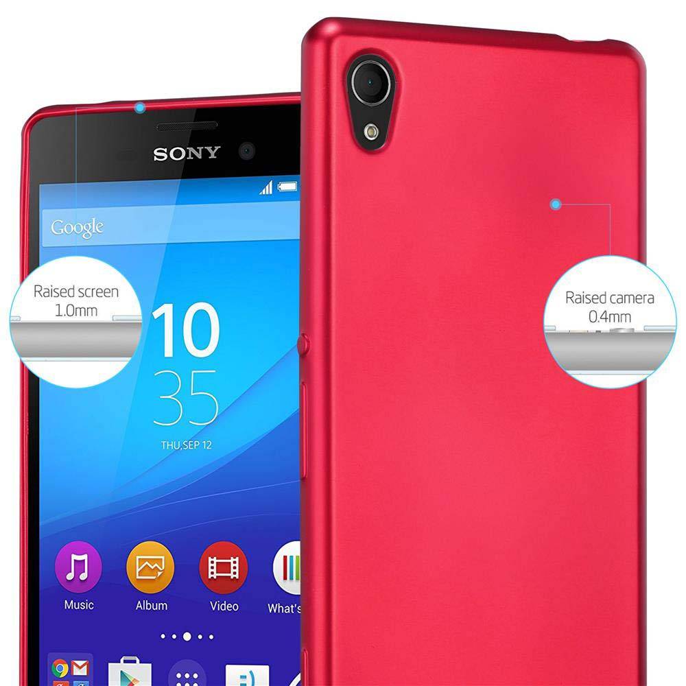 Cadorabo Schutzhülle für Sony Xperia M4 AQUA Hülle in Rot Handyhülle TPU Silikon Etui Cover Case