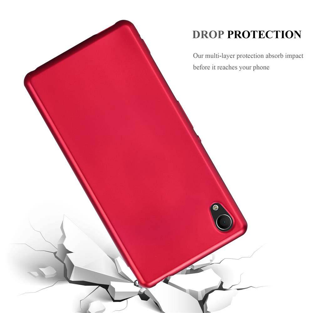 Cadorabo Schutzhülle für Sony Xperia M4 AQUA Hülle in Rot Handyhülle TPU Silikon Etui Cover Case