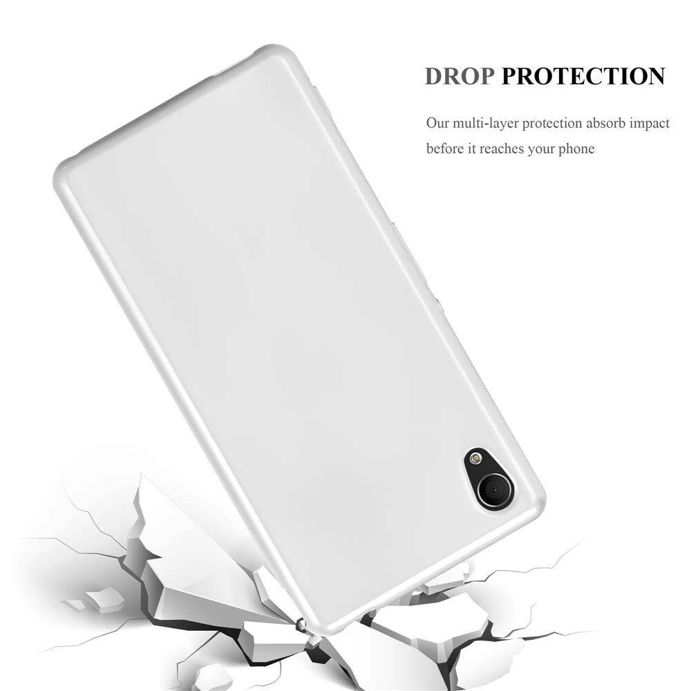 Cadorabo Schutzhülle für Sony Xperia M4 AQUA Hülle in Silber Handyhülle TPU Silikon Etui Cover Case