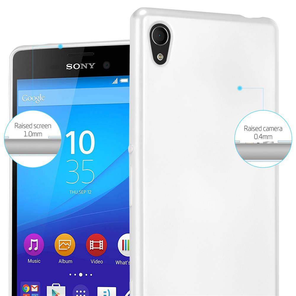 Cadorabo Schutzhülle für Sony Xperia M4 AQUA Hülle in Silber Handyhülle TPU Silikon Etui Cover Case