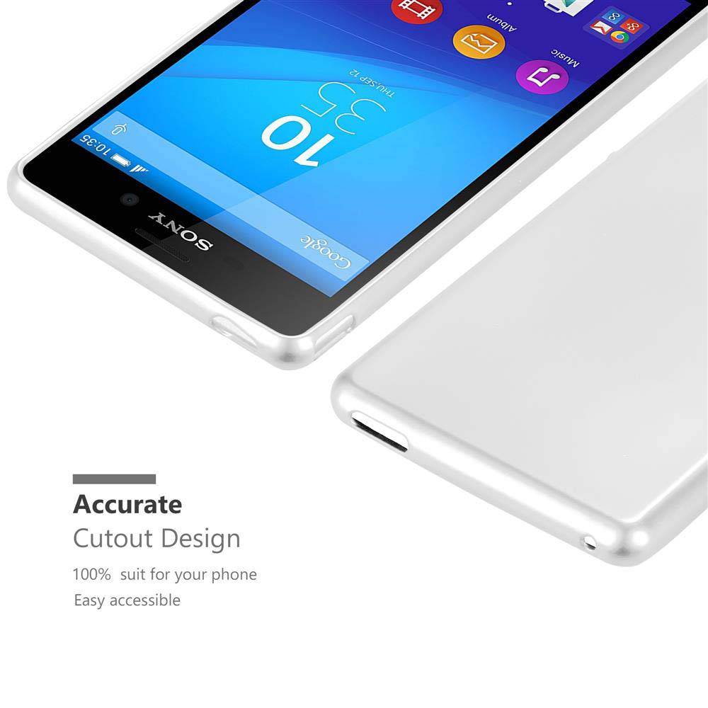 Cadorabo Schutzhülle für Sony Xperia M4 AQUA Hülle in Silber Handyhülle TPU Silikon Etui Cover Case