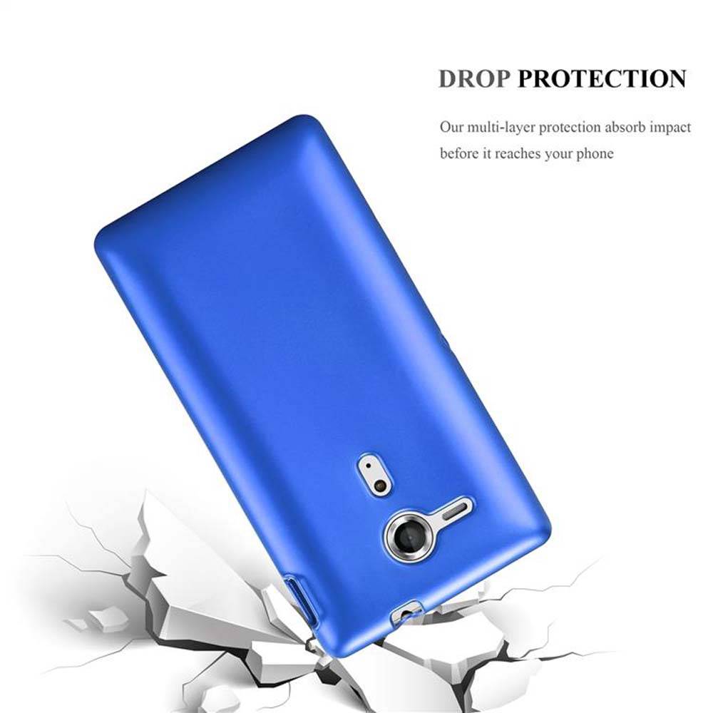 Cadorabo Schutzhülle für Sony Xperia SP Hülle in Blau Handyhülle TPU Silikon Etui Cover Case