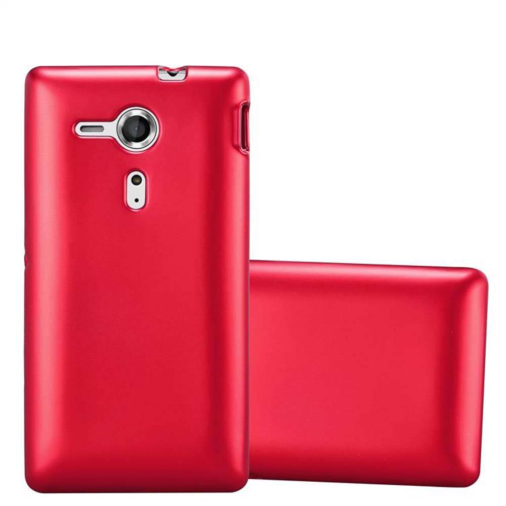 Cadorabo Schutzhülle für Sony Xperia SP Hülle in Rot Handyhülle TPU Silikon Etui Cover Case