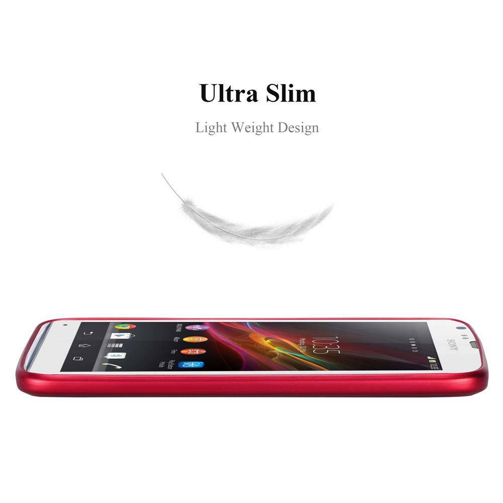 Cadorabo Schutzhülle für Sony Xperia SP Hülle in Rot Handyhülle TPU Silikon Etui Cover Case