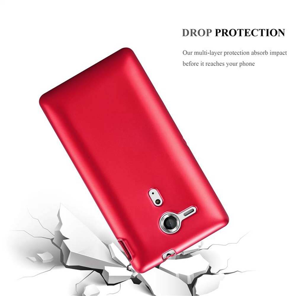 Cadorabo Schutzhülle für Sony Xperia SP Hülle in Rot Handyhülle TPU Silikon Etui Cover Case