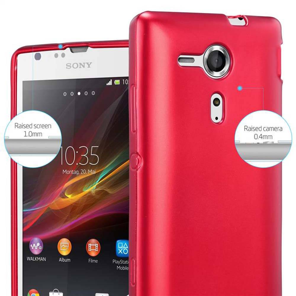 Cadorabo Schutzhülle für Sony Xperia SP Hülle in Rot Handyhülle TPU Silikon Etui Cover Case