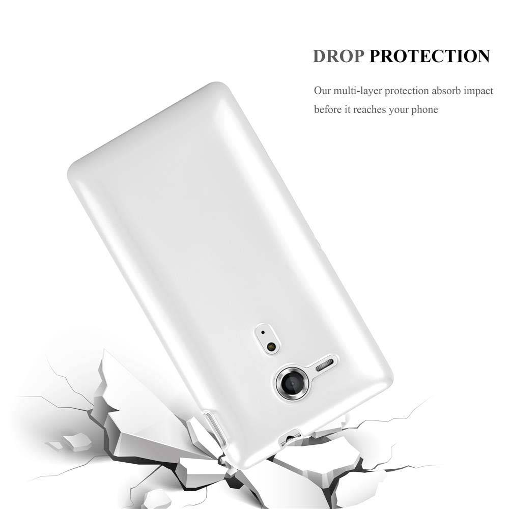 Cadorabo Schutzhülle für Sony Xperia SP Hülle in Silber Handyhülle TPU Silikon Etui Cover Case