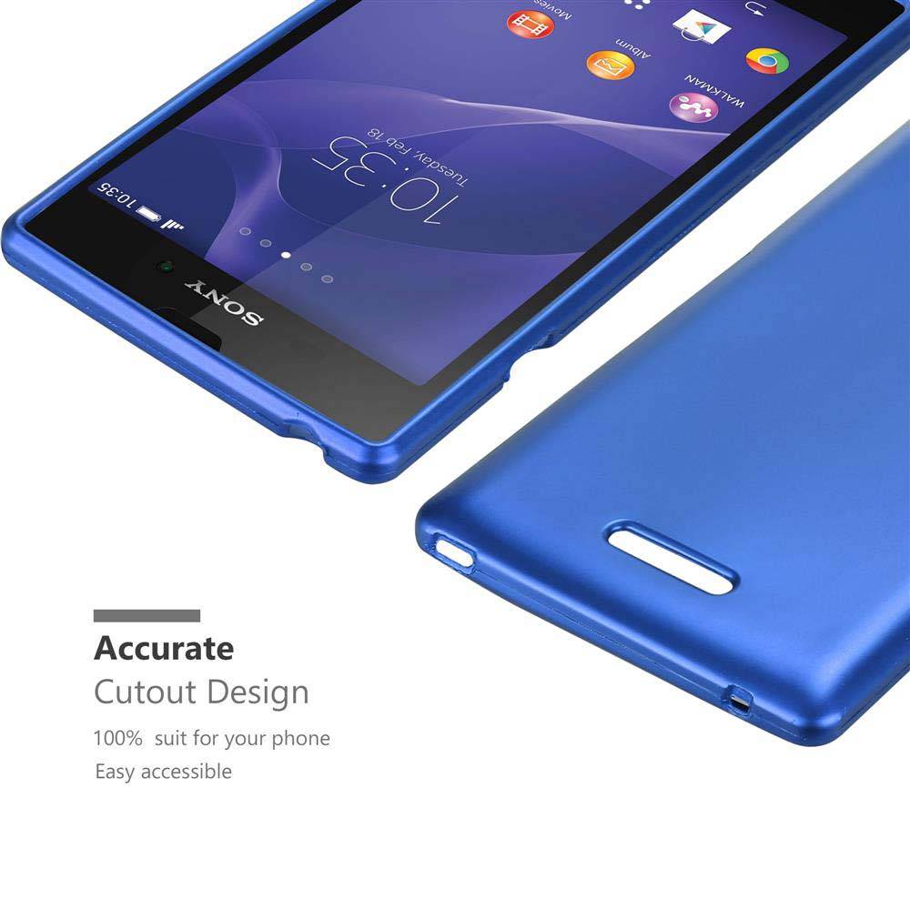 Cadorabo Schutzhülle für Sony Xperia T3 Hülle in Blau Handyhülle TPU Silikon Etui Cover Case