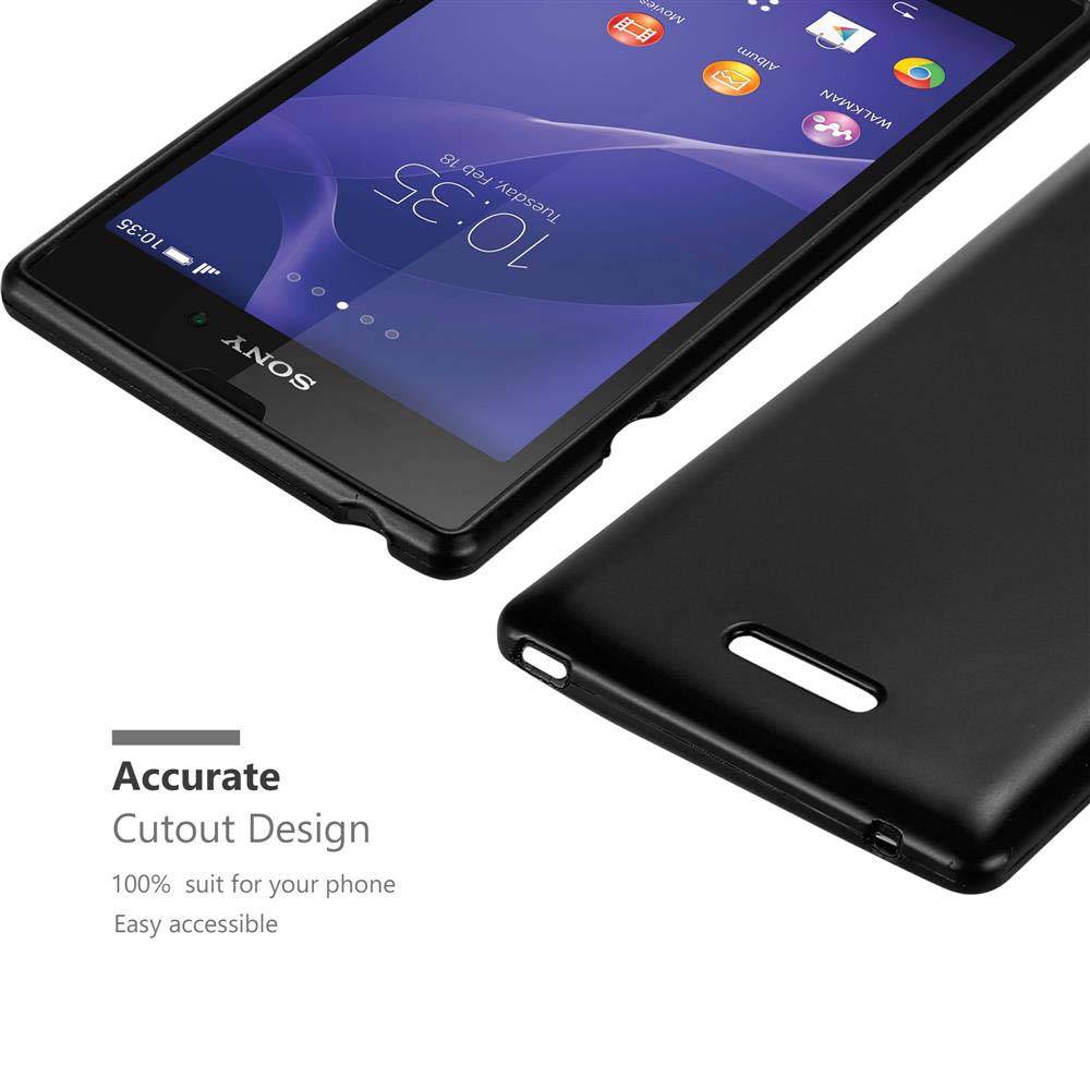 Cadorabo Schutzhülle für Sony Xperia T3 Hülle in Schwarz Handyhülle TPU Silikon Etui Cover Case