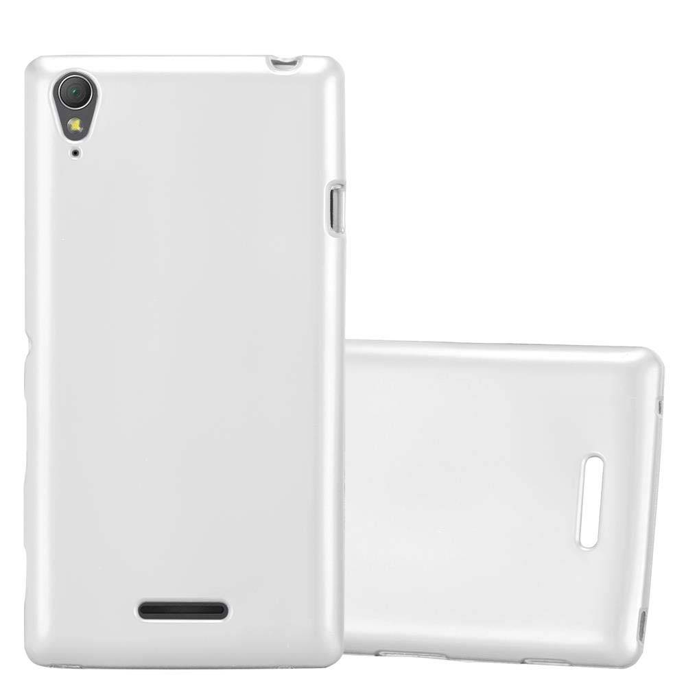Cadorabo Schutzhülle für Sony Xperia T3 Hülle in Silber Handyhülle TPU Silikon Etui Cover Case