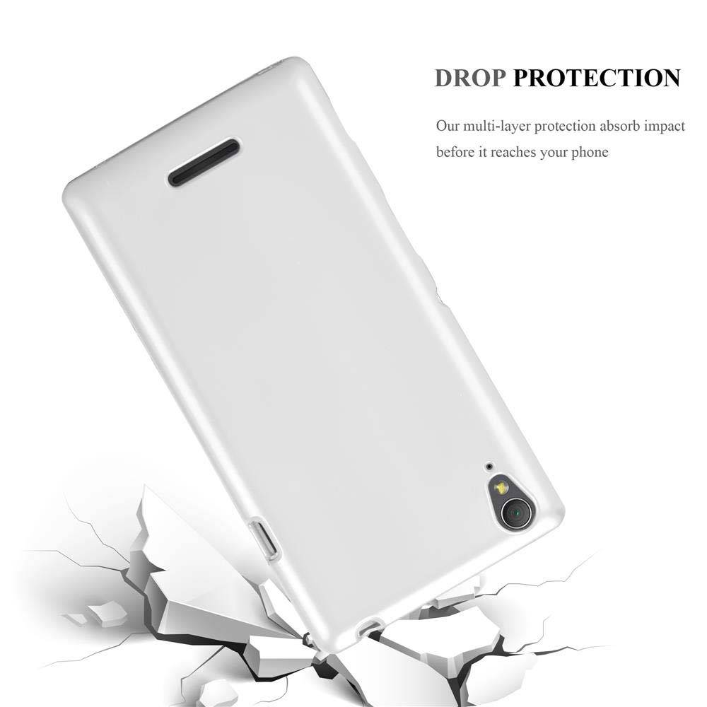 Cadorabo Schutzhülle für Sony Xperia T3 Hülle in Silber Handyhülle TPU Silikon Etui Cover Case