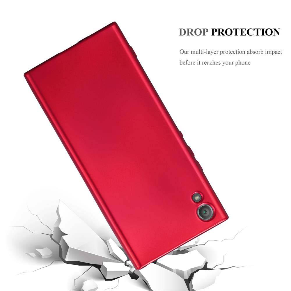 Cadorabo Schutzhülle für Sony Xperia XA1 Hülle in Rot Handyhülle TPU Silikon Etui Cover Case