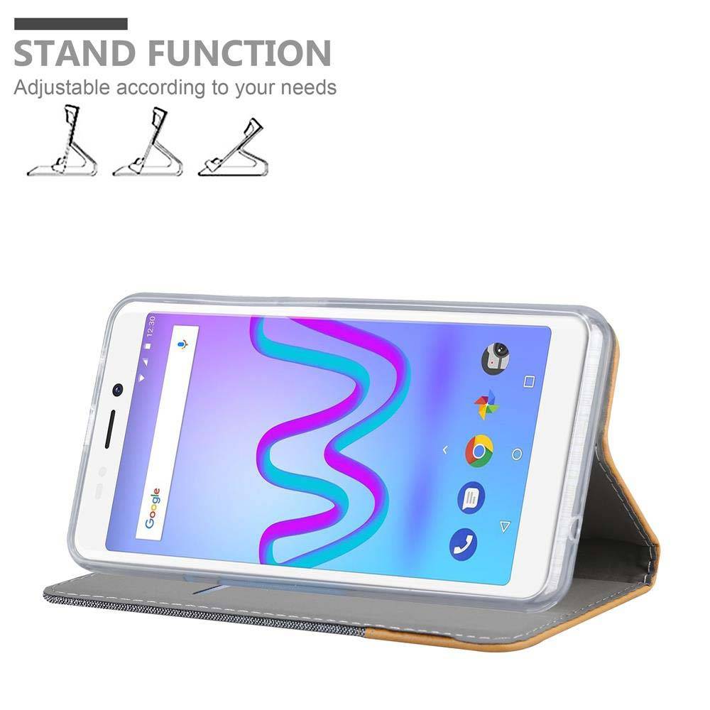 Cadorabo Hülle für WIKO JERRY 3 Schutzhülle in Grau Handy Hülle Etui Book Case Cover