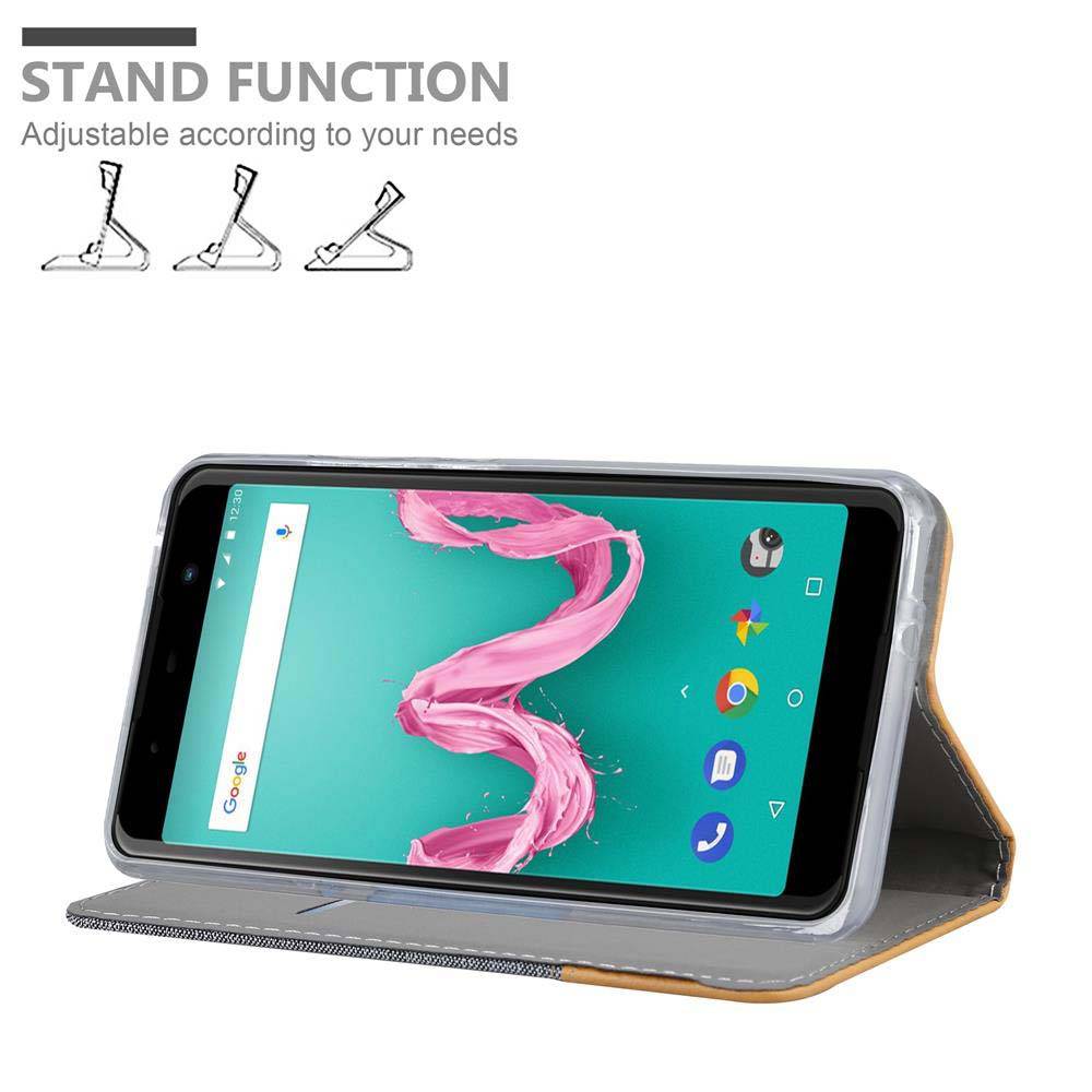 Cadorabo Hülle für WIKO LENNY 5 Schutzhülle in Grau Handy Hülle Etui Book Case Cover