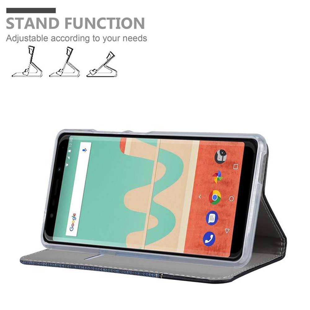 Cadorabo Hülle für WIKO VIEW GO Schutzhülle in Blau Handy Hülle Etui Book Case Cover