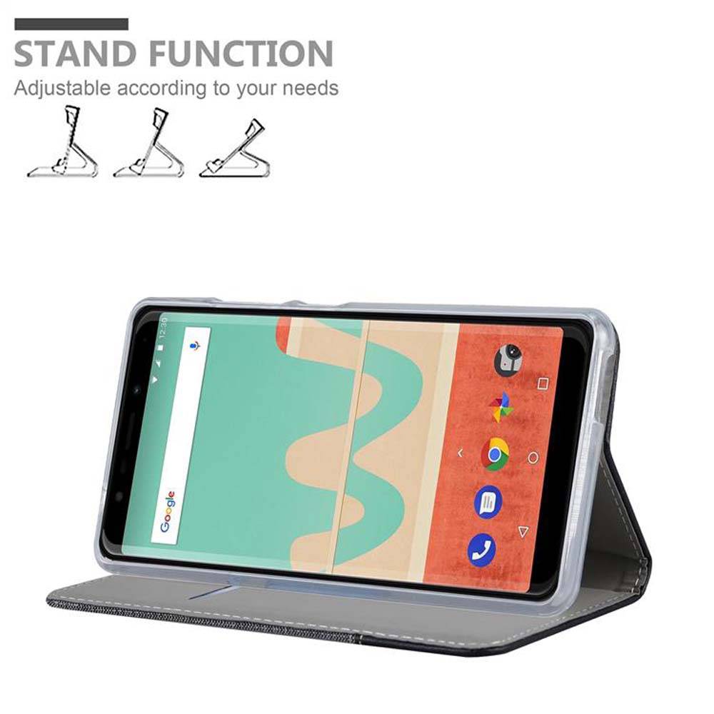 Cadorabo Hülle für WIKO VIEW GO Schutzhülle in Grau Handy Hülle Etui Book Case Cover