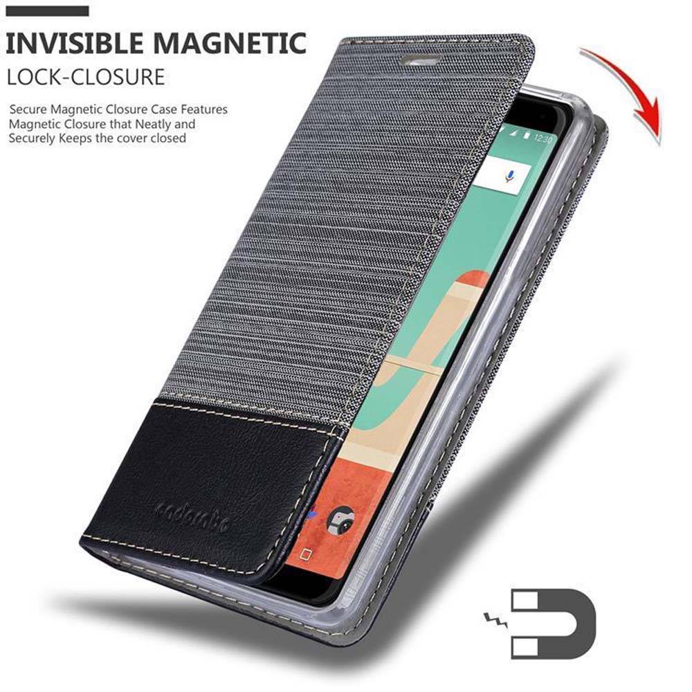 Cadorabo Hülle für WIKO VIEW GO Schutzhülle in Grau Handy Hülle Etui Book Case Cover