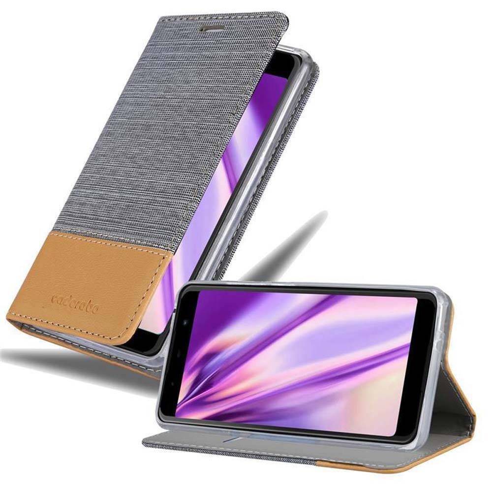 Cadorabo Hülle für WIKO VIEW MAX Schutzhülle in Grau Handy Hülle Etui Book Case Cover