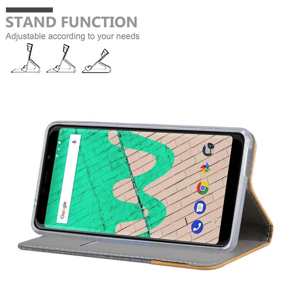 Cadorabo Hülle für WIKO VIEW MAX Schutzhülle in Grau Handy Hülle Etui Book Case Cover