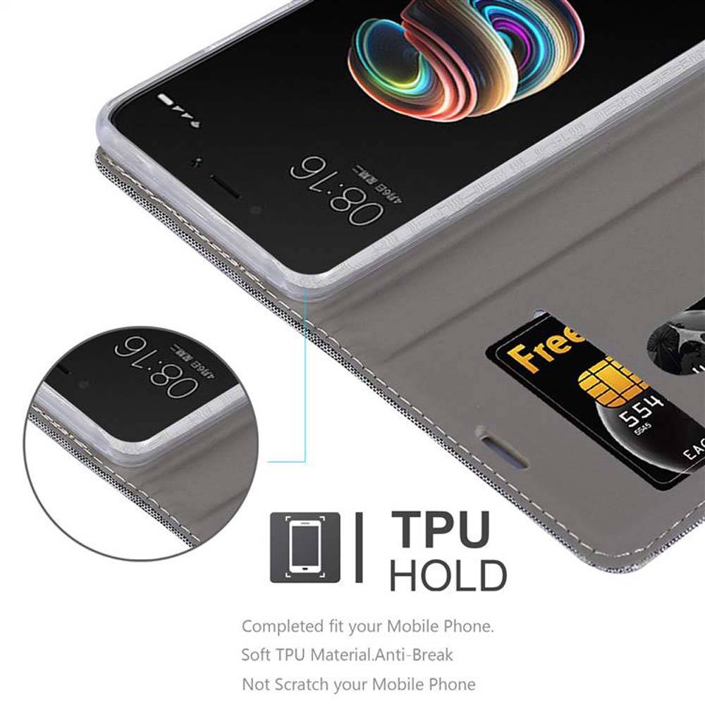 Cadorabo Hülle für Xiaomi RedMi 5A Schutzhülle in Grau Handy Hülle Etui Book Case Cover