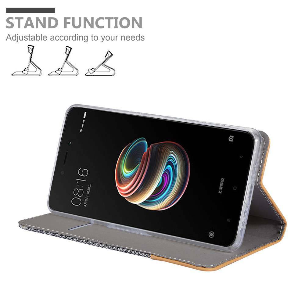 Cadorabo Hülle für Xiaomi RedMi 5A Schutzhülle in Grau Handy Hülle Etui Book Case Cover